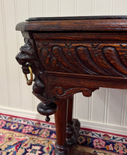 Load image into Gallery viewer, Antique French Oak Renaissance Revival Library Dolphin Table Desk c. 1880s