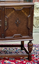 Load image into Gallery viewer, Antique English Sideboard Server Buffet Cabinet Tiger Oak Bow Front c. 1930s