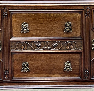 Antique English Sideboard Server Buffet Cabinet Tiger Oak Bow Front c. 1930s