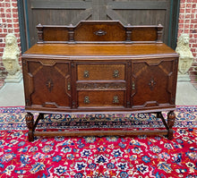 Load image into Gallery viewer, Antique English Sideboard Server Buffet Cabinet Tiger Oak Bow Front c. 1930s