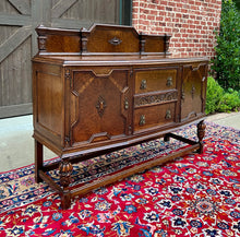 Load image into Gallery viewer, Antique English Sideboard Server Buffet Cabinet Tiger Oak Bow Front c. 1930s