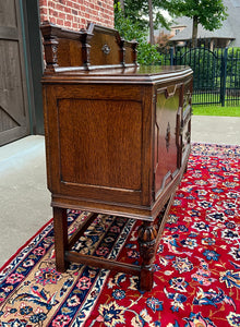 Antique English Sideboard Server Buffet Cabinet Tiger Oak Bow Front c. 1930s