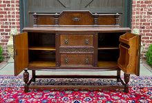 Load image into Gallery viewer, Antique English Sideboard Server Buffet Cabinet Tiger Oak Bow Front c. 1930s