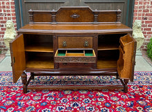 Load image into Gallery viewer, Antique English Sideboard Server Buffet Cabinet Tiger Oak Bow Front c. 1930s