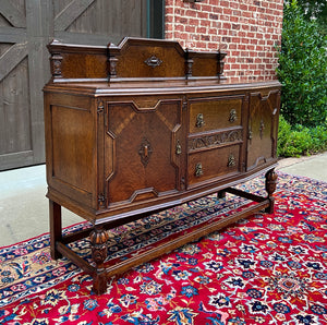 Antique English Sideboard Server Buffet Cabinet Tiger Oak Bow Front c. 1930s