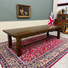 Load image into Gallery viewer, Antique French Country Farmhouse Dining Table LARGE 118" Oak Drawers c.1900
