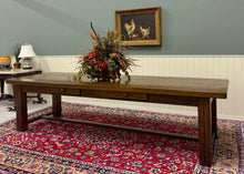 Load image into Gallery viewer, Antique French Country Farmhouse Dining Table LARGE 118" Oak Drawers c.1900