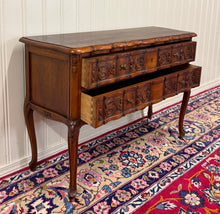Load image into Gallery viewer, Antique French Chest of Drawers Console Serpentine Carved Walnut Louis XV c.1920