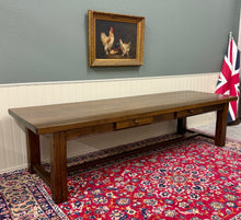 Load image into Gallery viewer, Antique French Country Farmhouse Dining Table LARGE 118" Oak Drawers c.1900