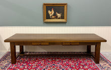 Load image into Gallery viewer, Antique French Country Farmhouse Dining Table LARGE 118" Oak Drawers c.1900