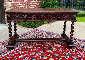 Antique French Desk Writing Table Sofa Entry Table Oak Barley Twist Renaissance