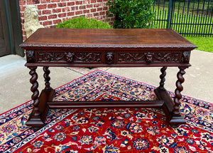 Antique French Desk Writing Table Sofa Entry Table Oak Barley Twist Renaissance