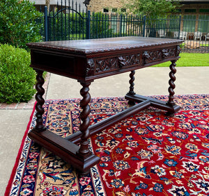 Antique French Desk Writing Table Sofa Entry Table Oak Barley Twist Renaissance