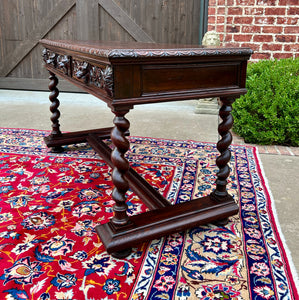 Antique French Desk Writing Table Sofa Entry Table Oak Barley Twist Renaissance