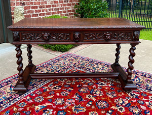 Antique French Desk Writing Table Sofa Entry Table Oak Barley Twist Renaissance