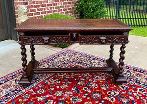 Antique French Desk Writing Table Sofa Entry Table Oak Barley Twist Renaissance