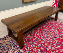 Load image into Gallery viewer, Antique French Country Farmhouse Dining Table LARGE 118" Oak Drawers c.1900
