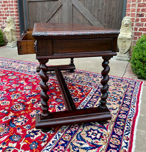 Antique French Desk Writing Table Sofa Entry Table Oak Barley Twist Renaissance