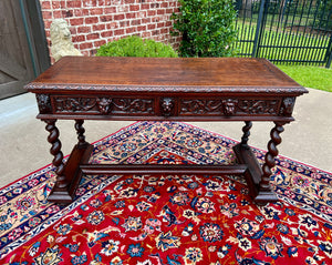 Antique French Desk Writing Table Sofa Entry Table Oak Barley Twist Renaissance