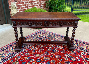 Antique French Desk Writing Table Sofa Entry Table Oak Barley Twist Renaissance