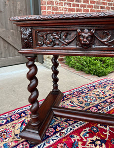 Antique French Desk Writing Table Sofa Entry Table Oak Barley Twist Renaissance