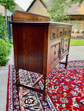 Load image into Gallery viewer, Antique English Sideboard Server Buffet Barley Twist Jacobean Honey Oak c.1930s