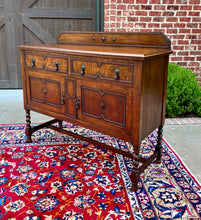 Load image into Gallery viewer, Antique English Sideboard Server Buffet Barley Twist Jacobean Honey Oak c.1930s