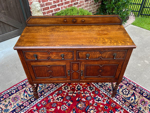 Antique English Sideboard Server Buffet Barley Twist Jacobean Honey Oak c.1930s