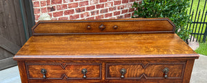 Antique English Sideboard Server Buffet Barley Twist Jacobean Honey Oak c.1930s