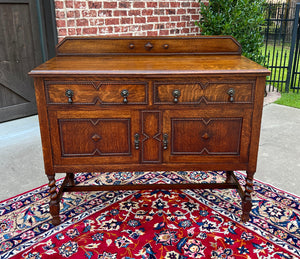 Antique English Sideboard Server Buffet Barley Twist Jacobean Honey Oak c.1930s