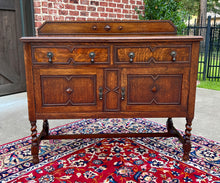 Load image into Gallery viewer, Antique English Sideboard Server Buffet Barley Twist Jacobean Honey Oak c.1930s