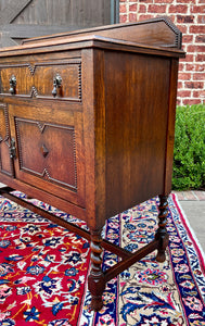 Antique English Sideboard Server Buffet Barley Twist Jacobean Honey Oak c.1930s