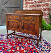 Load image into Gallery viewer, Antique English Sideboard Server Buffet Barley Twist Jacobean Honey Oak c.1930s