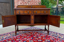 Load image into Gallery viewer, Antique English Sideboard Server Buffet Barley Twist Jacobean Honey Oak c.1930s