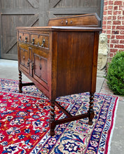 Load image into Gallery viewer, Antique English Sideboard Server Buffet Barley Twist Jacobean Honey Oak c.1930s