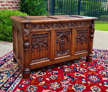 Load image into Gallery viewer, Antique French Trunk Chest Blanket Box Storage Coffer Gothic Revival c. 1920-30