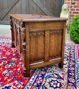 Antique French Trunk Chest Blanket Box Storage Coffer Gothic Revival c. 1920-30