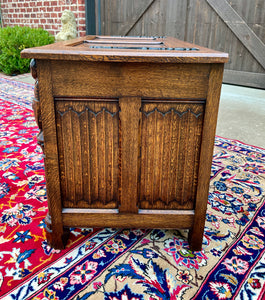 Antique French Trunk Chest Blanket Box Storage Coffer Gothic Revival c. 1920-30