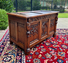 Load image into Gallery viewer, Antique French Trunk Chest Blanket Box Storage Coffer Gothic Revival c. 1920-30