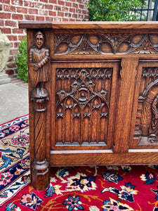 Antique French Trunk Chest Blanket Box Storage Coffer Gothic Revival c. 1920-30