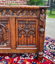 Load image into Gallery viewer, Antique French Trunk Chest Blanket Box Storage Coffer Gothic Revival c. 1920-30