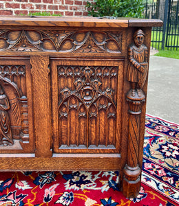 Antique French Trunk Chest Blanket Box Storage Coffer Gothic Revival c. 1920-30