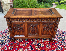 Load image into Gallery viewer, Antique French Trunk Chest Blanket Box Storage Coffer Gothic Revival c. 1920-30