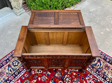 Load image into Gallery viewer, Antique French Trunk Chest Blanket Box Storage Coffer Gothic Revival c. 1920-30