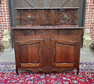 Antique French Buffet Sideboard Server Cupboard Panetiere Highly Carved Oak 19C