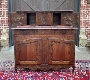 Antique French Buffet Sideboard Server Cupboard Panetiere Highly Carved Oak 19C