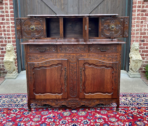 Antique French Buffet Sideboard Server Cupboard Panetiere Highly Carved Oak 19C