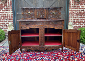 Antique French Buffet Sideboard Server Cupboard Panetiere Highly Carved Oak 19C