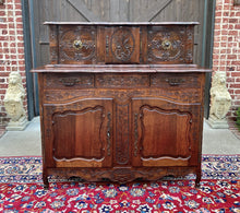 Load image into Gallery viewer, Antique French Buffet Sideboard Server Cupboard Panetiere Highly Carved Oak 19C