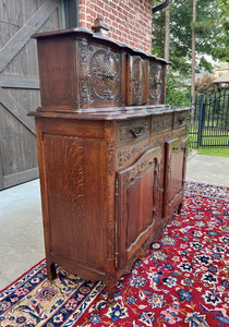 Antique French Buffet Sideboard Server Cupboard Panetiere Highly Carved Oak 19C